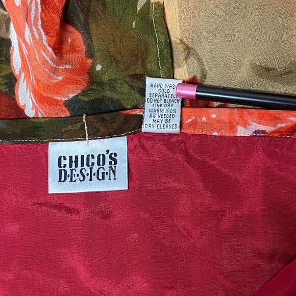 Chicos Design Sheer Lined Flamenco Ruffled Hi Low Asymmetrical Maxi Skirt Floral - Picture 12 of 13